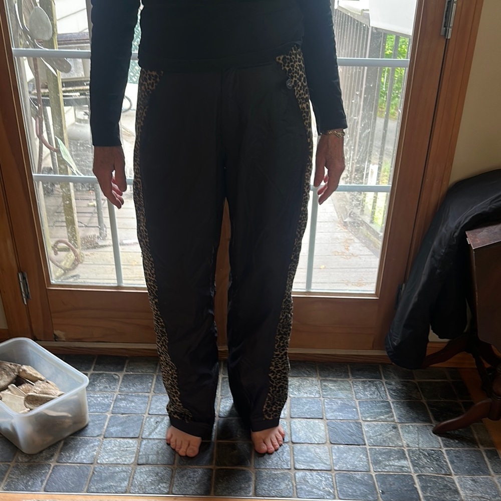 Women's Black and Leopard Print insulated Ski Pants
